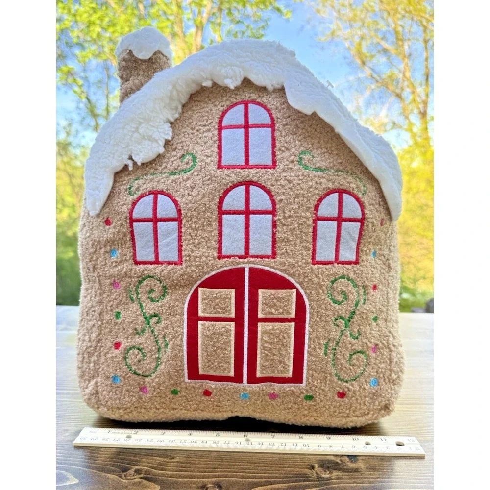 Gingerbread House Christmas Pillow Kirkland Plush Holiday Decor Cushion